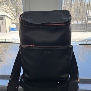 Matt & Nat Black Backpack with Rose Gold Accents
